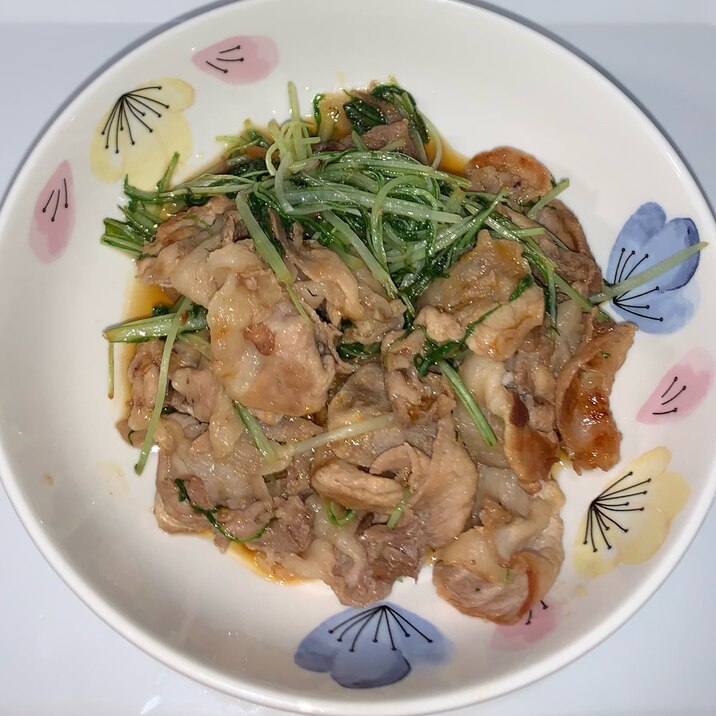 豚肉水菜の生姜焼き